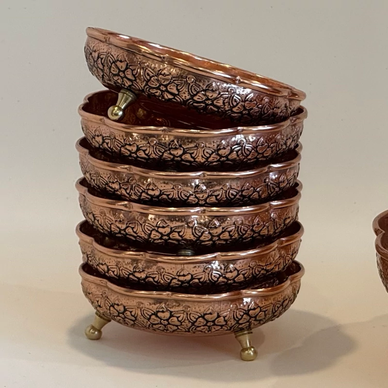 بستنی خوری مسی سه پایه دیبا 6 عددی